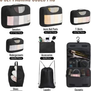 Veken 8 Set Packing Cubes for Travel Essentials, Suitcase Organizer Bags in 4 Sizes, Carry-On Luggage Accessories with Large Laundry & Hanging Toiletry Bag, Must-Have for Airplane, Road Trip & Camping