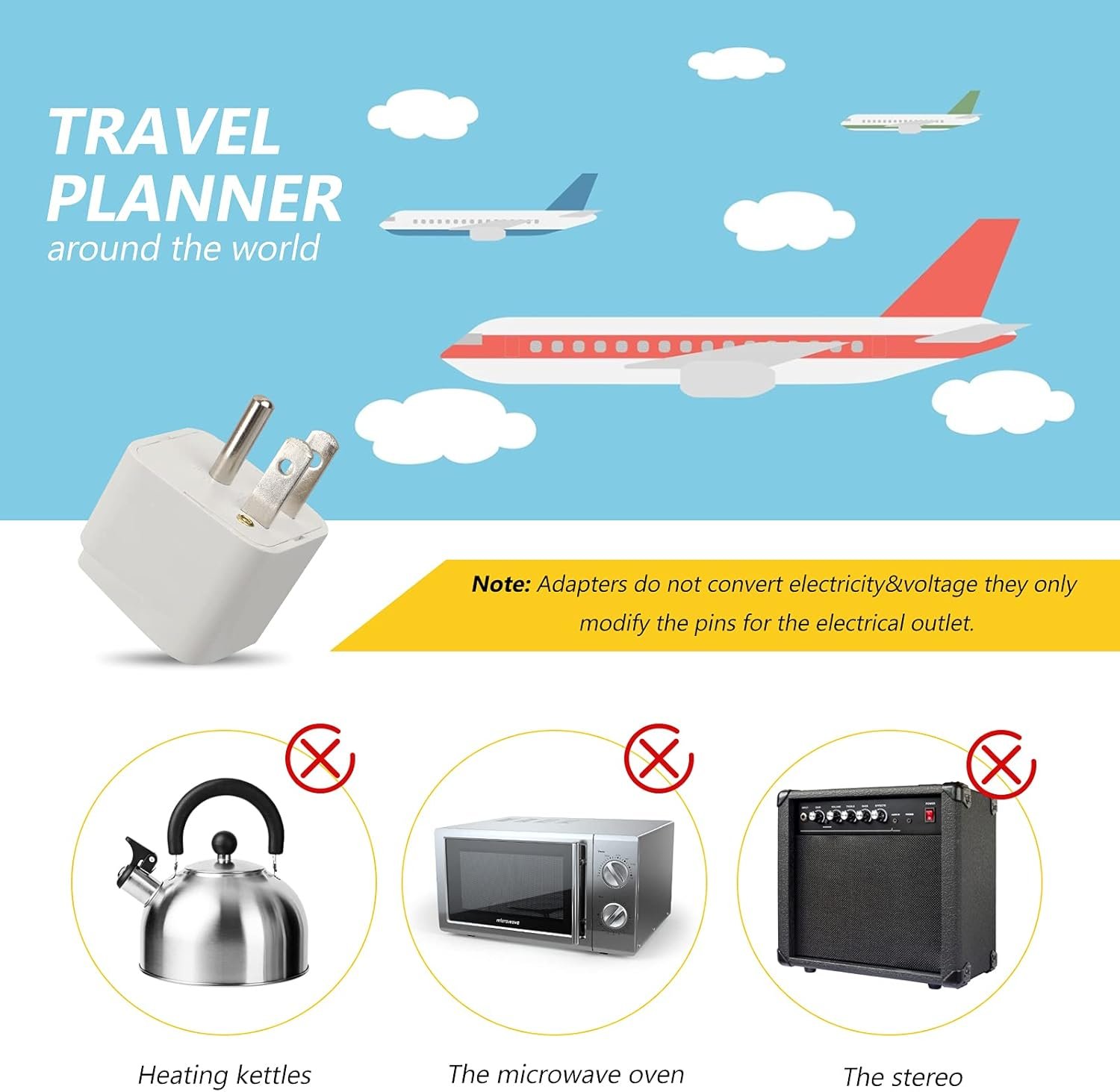 4 Pack Universal Adapter, Europe to US Plug Travel Adapters (White) - Image 4