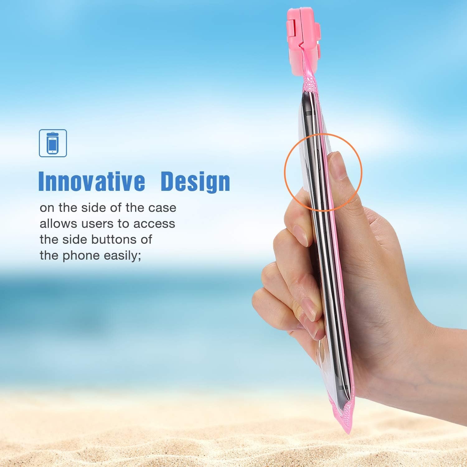 ProCase 2 Pack Waterproof Phone Pouch, Underwater Phone Case Up to 7", Dry Bag for iPhone 16 15 14 13 Pro Plus Max, Galaxy S24 S23 S22 Ultra Pixel, Beach Essentials -Pink & Black - Image 6