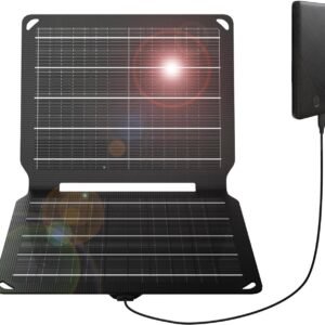 FlexSolar 10W Portable Solar Chargers 5V USB Small Power Emergency ETFE Panels Foldable IP67 Waterproof Camping Hiking Backpacking for Phones Fans Flashlight Watches Small Power Banks Battery Packs