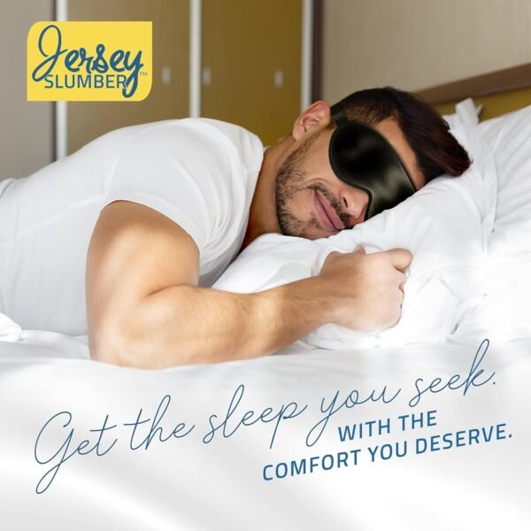 100% Silk Sleep Mask for A Full Night's Sleep | Comfortable & Super Soft Eye Mask with Adjustable Strap | Works with Every Nap Position | Best Sleeping Aid/Blindfold/Gift, Blocks Light Jersey Slumber - Image 6
