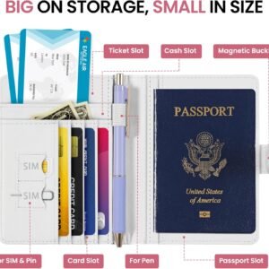 Passport Holder for Travel Essentials, RFID Blocking Leather Cover Wallet with Magnetic Closure, Aesthetic & Cute Passport Book Case for Women and Men – Wildflower