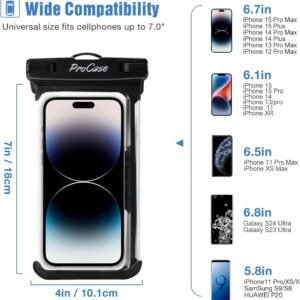 ProCase 2 Pack Waterproof Phone Pouch, Underwater Phone Case Up to 7″, Dry Bag for iPhone 16 15 14 13 Pro Plus Max, Galaxy S24 S23 S22 Ultra Pixel, Beach Essentials -Pink & Black