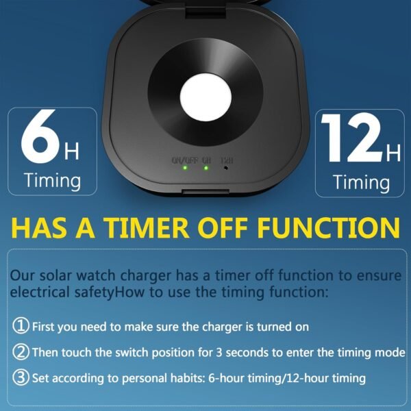 JIANDUN Solar Powered Watch Fast Charger for All Eco Solar Watches Reloj Hombre Solar Pad Power Smart Watch, Portable Design, Timing Function - Image 4