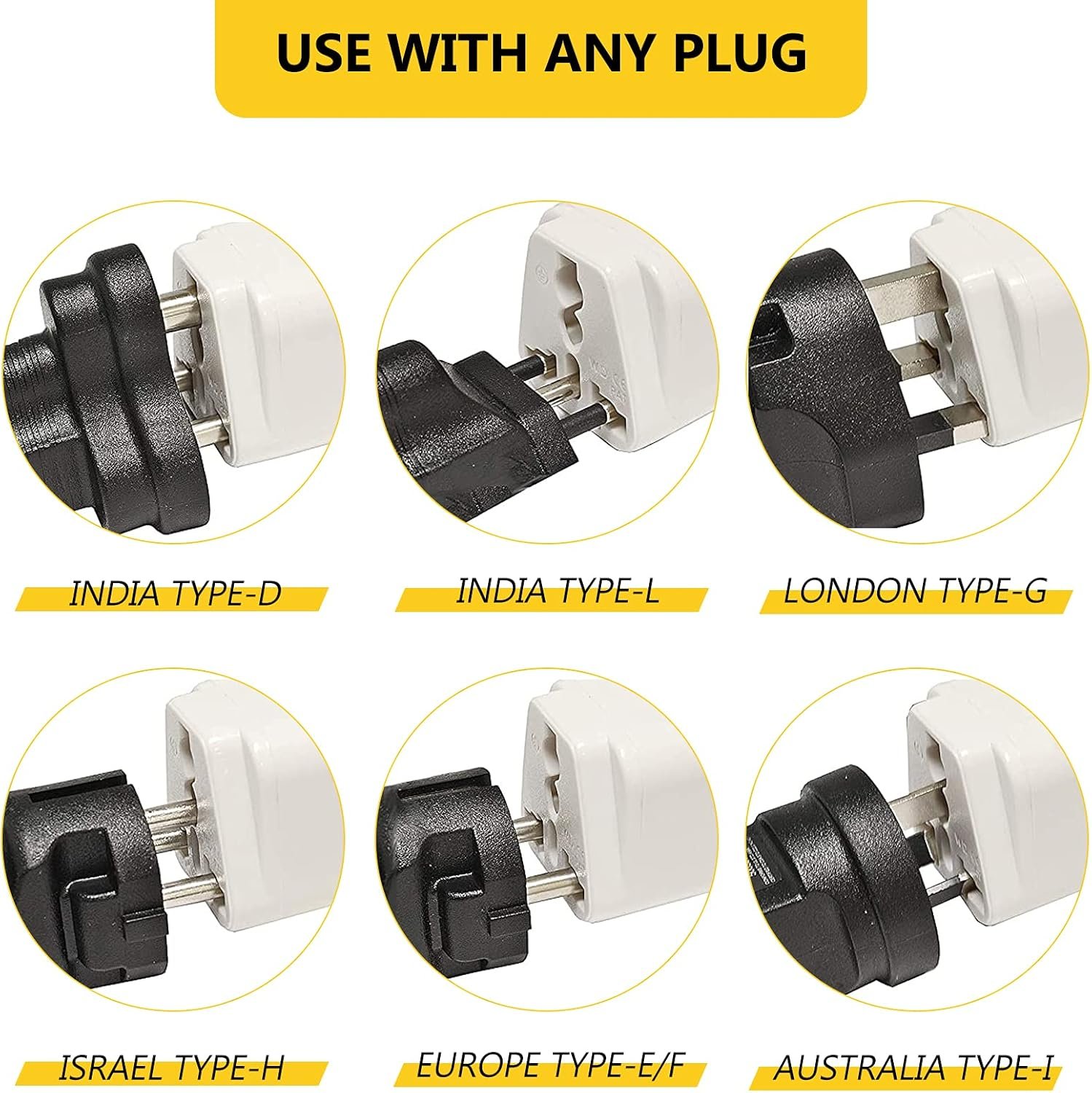 4 Pack Universal Adapter, Europe to US Plug Travel Adapters (White) - Image 3