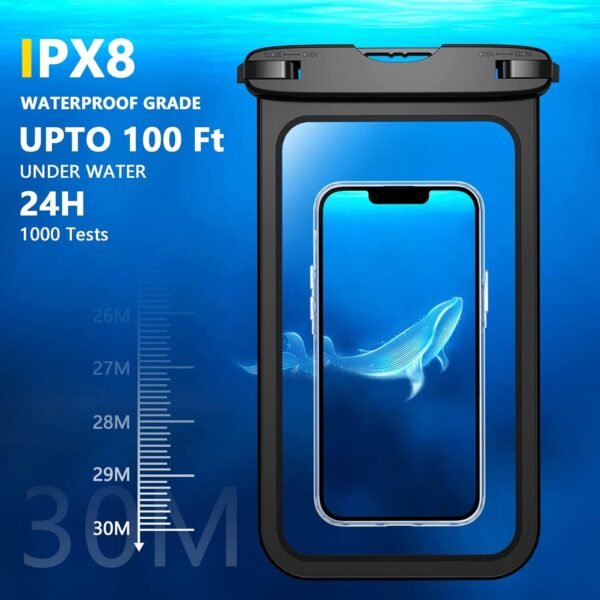 Temdan 2 Pcs Waterproof Phone Pouch, [Up to 10" Large] Universal IPX8 Waterproof Cell Phone Case Dry Bag with Lanyard for iPhone 16 Pro Max/16E/15/14/13,Galaxy S25 Ultra/S24/S23 for Vacation -Black - Image 3