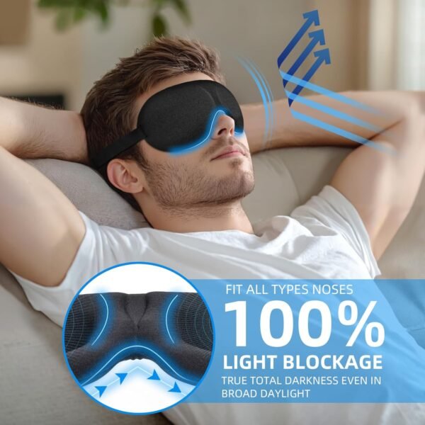 YIVIEW Sleep Mask for Back and Side Sleeper Pack of 3, 100% Light Blocking 3D Eye Masks for Sleeping, Lightweight & Breathable Eye Cover for Women Men, Zero Pressure Night Blindfold - Image 2