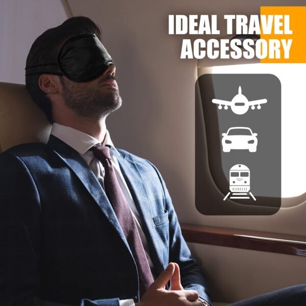 Tarpop 200 Pcs Eye Mask Sleeping Blindfold Eye Cover with Adjustable Strap for Games Party Team Building Travel Individually Wrapped Sleep Mask for Women Men(Black) - Image 5