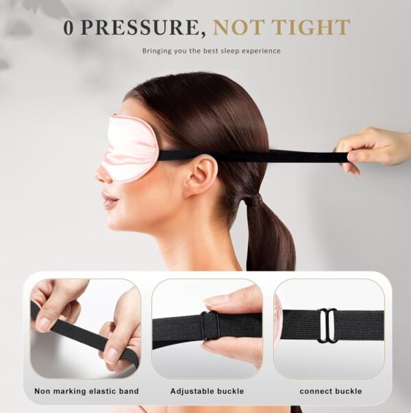 Eye Mask for Sleeping,3 Pack Silk Sleep Masks for Women Men-Blindfold for Travel on Airplane,100% Pure Silk Eye Mask for Sleep with Adjustable Strip - Image 3