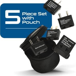 Ceptics International Worldwide Travel Plug Adapter 5 Piece Set, Great for Cell Phones, Battery Chargers, Laptops to Work in Most Countries