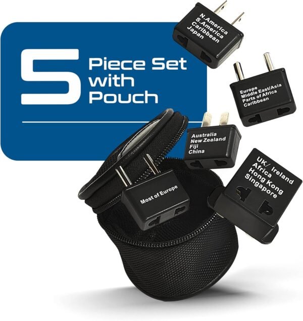 Ceptics International Worldwide Travel Plug Adapter 5 Piece Set, Great for Cell Phones, Battery Chargers, Laptops to Work in Most Countries - Image 2