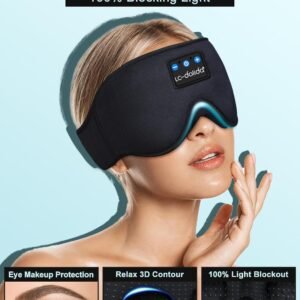 LC-dolida Sleep Headphones, 3D Sleep Mask Bluetooth Wireless Music Eye Mask, Sleeping Headphones for Side Sleepers Sleep Mask with Bluetooth Headphones Ultra-Thin Stereo Speakers Perfect for Sleeping