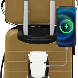 Wrangler Smart Luggage Set with Cup Holder and USB Port, Wood Thrush, 2 Piece