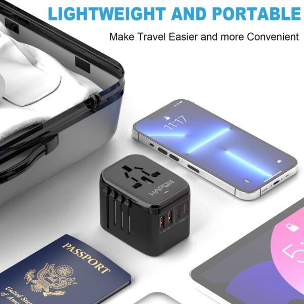 Universal Travel Adapter, PD20W International Power Adapter, 2 USB-C & 2 USB-A Fast Charging Travel Charger, All in One Worldwide Travel Plug Adapter, Outlet Adapter for Europe EU UK USA AU - Image 7