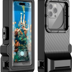 Waterproof Phone Case for Snorkeling – Underwater Touchscreen Housing, Universal Underwater Photo&Video Diving Case for iPhone 16/15/14 Pro Max Samsung Galaxy S25/S24 Ultra Up to 6.9” Black