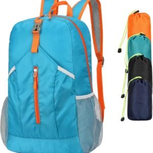 25L Hiking-Backpack Foldable-Sports Daypack-Camping Collapsible Day Bag Water Resistant Lightweight Travel Men Women (Blue)