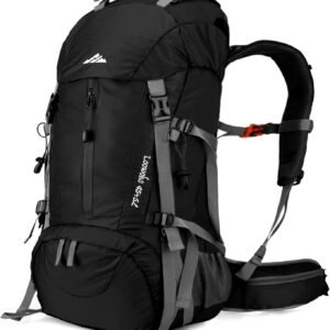 Loowoko 50L Hiking Backpack, Waterproof Camping Essentials Bag with Rain Cover, 45+5 Liter Lightweight Backpacking Back Pack