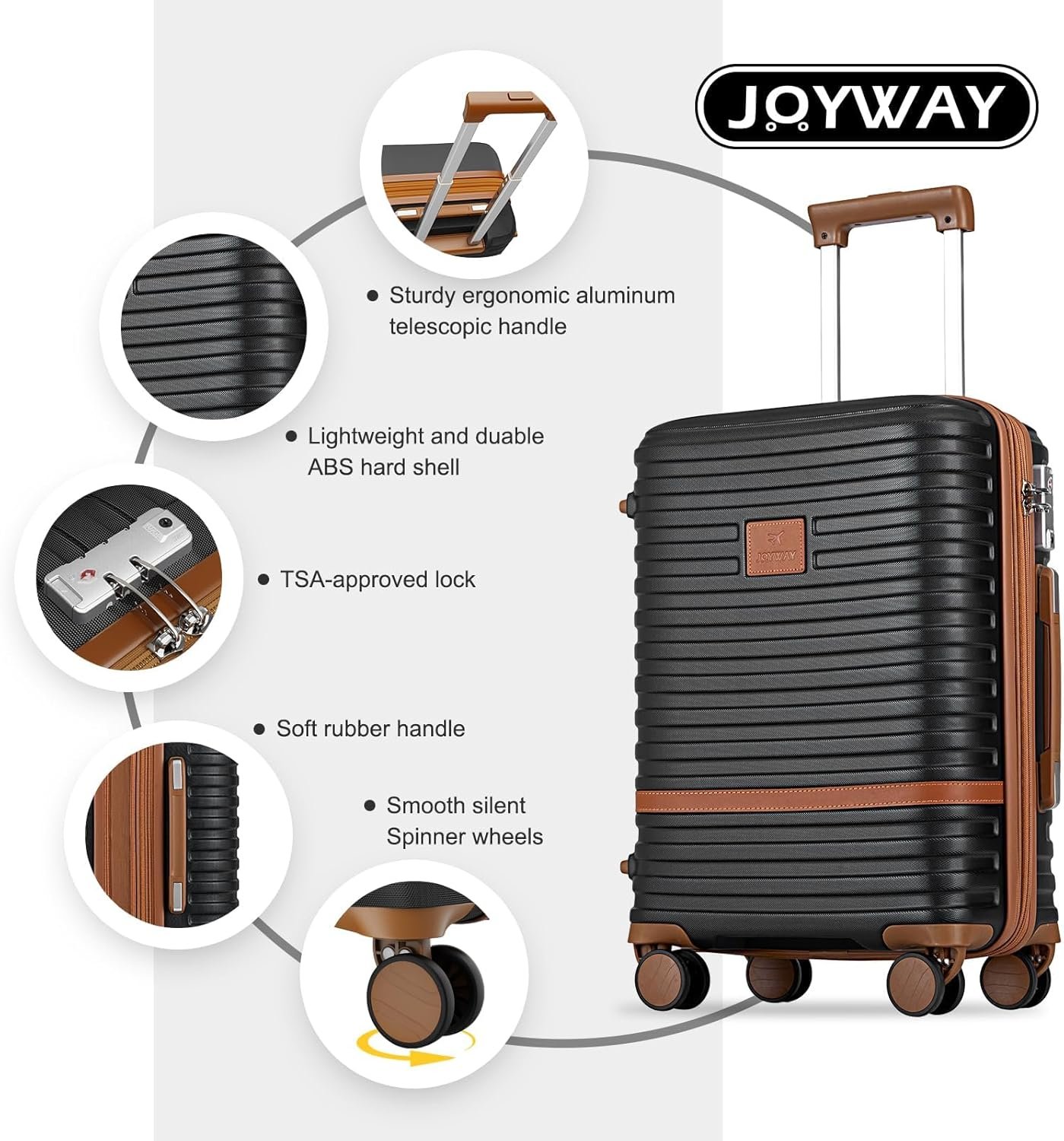 Joyway Expandable Luggage Sets 5 Piece, Lightweight Hard Shell Travel Suitcase Set with Spinner Wheels and TSA Lock - Image 9