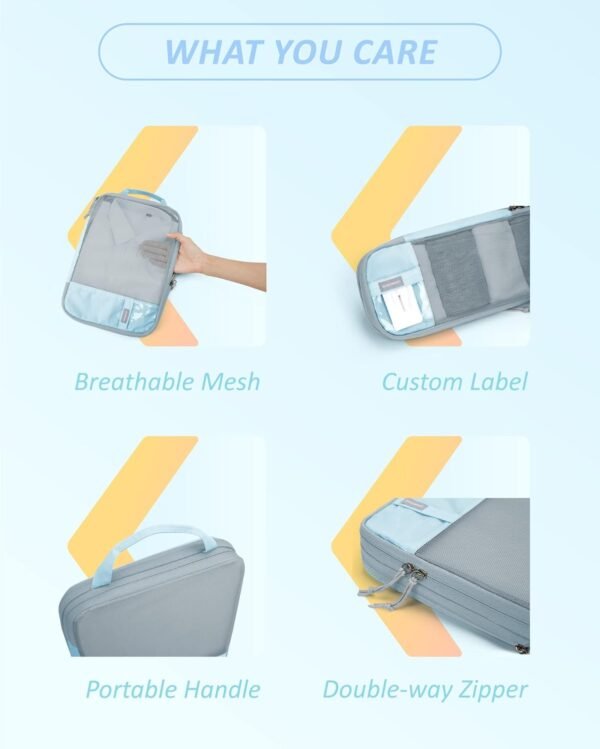 BAGSMART 6 Set Compression Packing Cubes - Lightweight Travel Essentials, Durable Luggage Organizer - Image 6