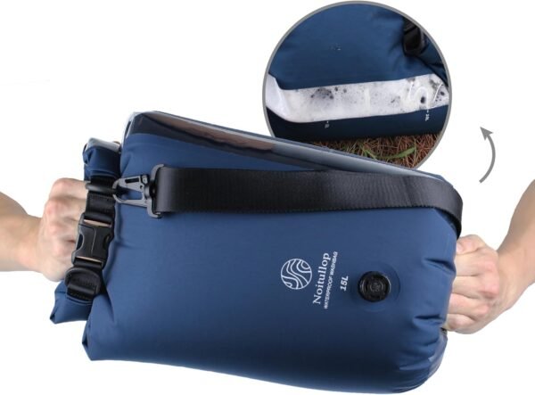 Washbag Portable Washing Machine - 15L Fully Waterproof Dry Bag - Lightweight Compact Nylon Washing Machine - Portable Manual Clothes Washer Laundry Bag (Navy)