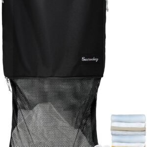 Dirty Laundry Bag for Traveling-Mesh Laundry Bags XL Travel Gym Healthcare Workers Laundry Sports Fitness Swimwear Camping Portable Wash Bag XL (Black)