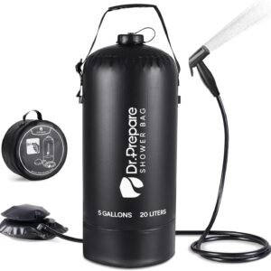 DR.PREPARE Portable Shower for Camping, 4/5 Gallons Camping Shower Bag, Portable Outdoor Shower with Pump for Hiking, Climbing, Pet Cleaning, Car Washing, Beach & Emergency