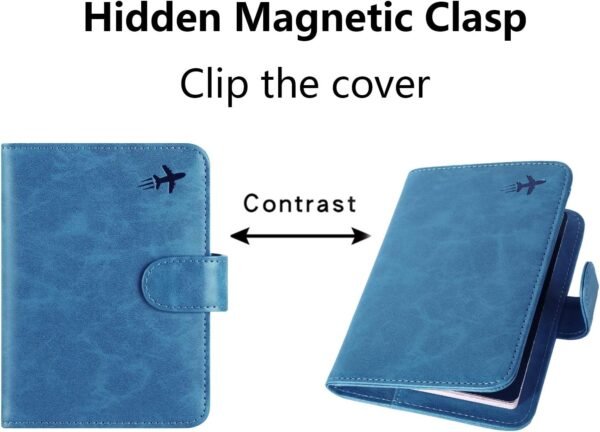 Passport Holder Cover Wallet RFID Blocking Leather Card Case Travel Accessories for Women Men (#Blue) - Image 7