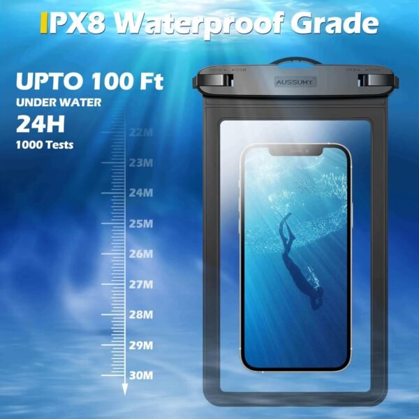 4 Pack 10.5“ Large Waterproof Phone Pouch - Underwater Clear Cell Holder - Universal Water Proof Dry Bag with Neck Lanyard for iPhone 16 Pro Max Samsung Galaxy with Heavy Case for Beach Swimming Pool - Image 4