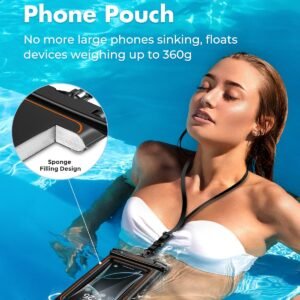 UNBREAKcable Floating Waterproof Phone Pouch 2 Pack, IPX8 Waterproof Phone Case Dry Bag Kayak/Beach/Cruise Travel Essentials, Water Proof Pouch for iPhone 16 15 Pro Max, Samsung S25 Ultra S24 S23-7″