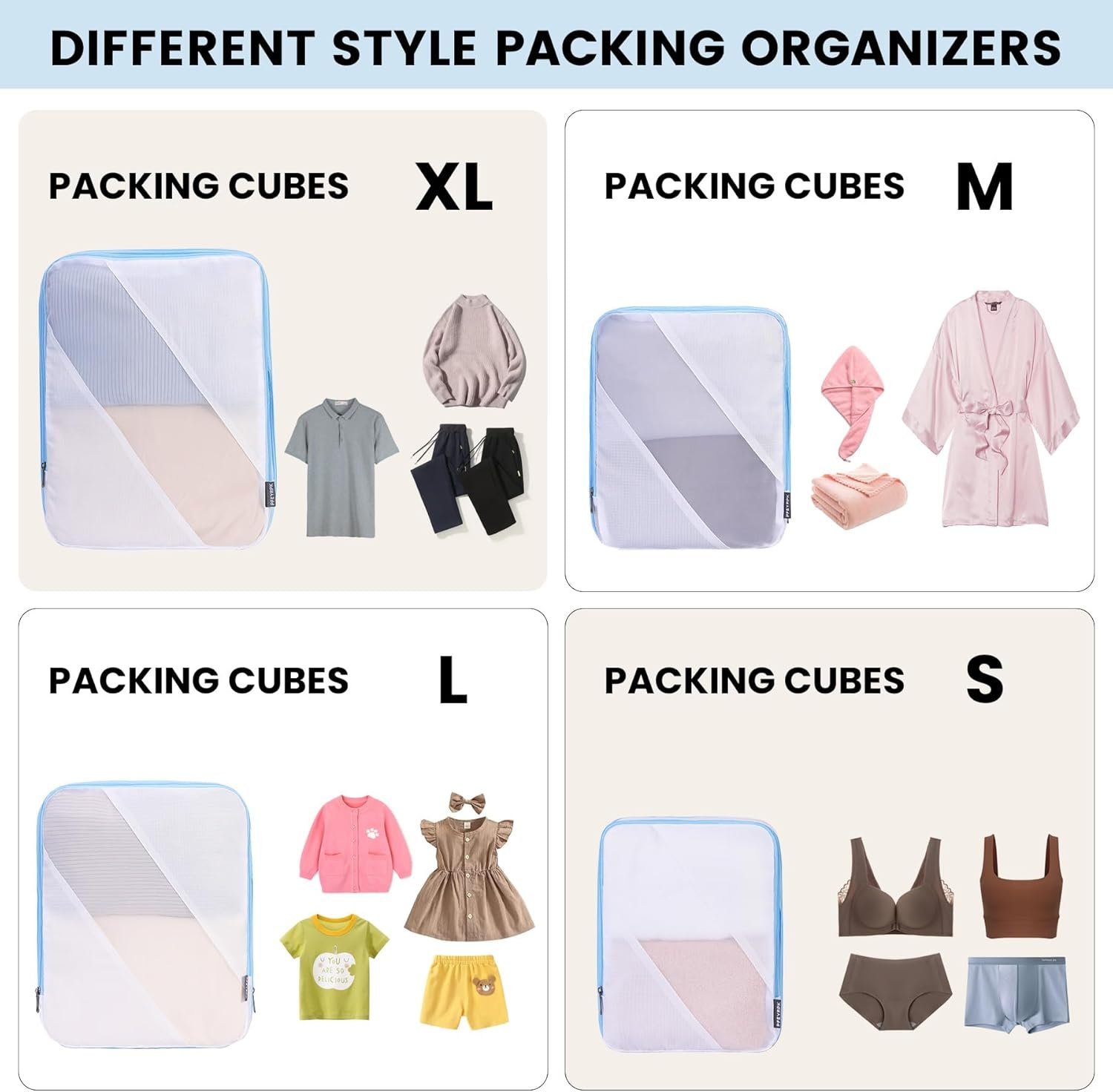 Compression Packing Cubes Set of 6, Travel Luggage Organizer for Suitcase, Packing Organizers for Travel Accessories, Breathable See Through Mesh, Durable Lightweight with Shoe Bags - Image 6