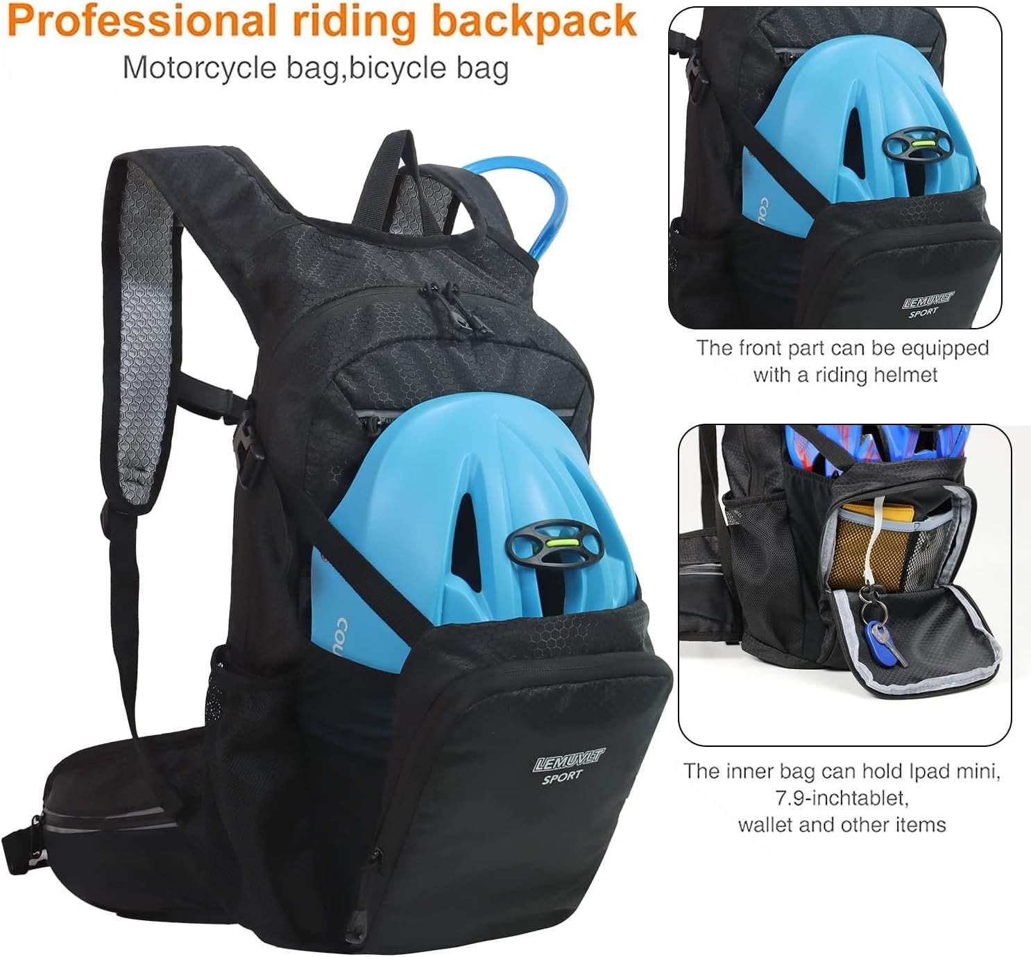 Hiking Daypack Waterproof Biking Backpack 15L Lightweight Durable Backpack for Ski Snowboarding Running MTB Cycling - Image 3