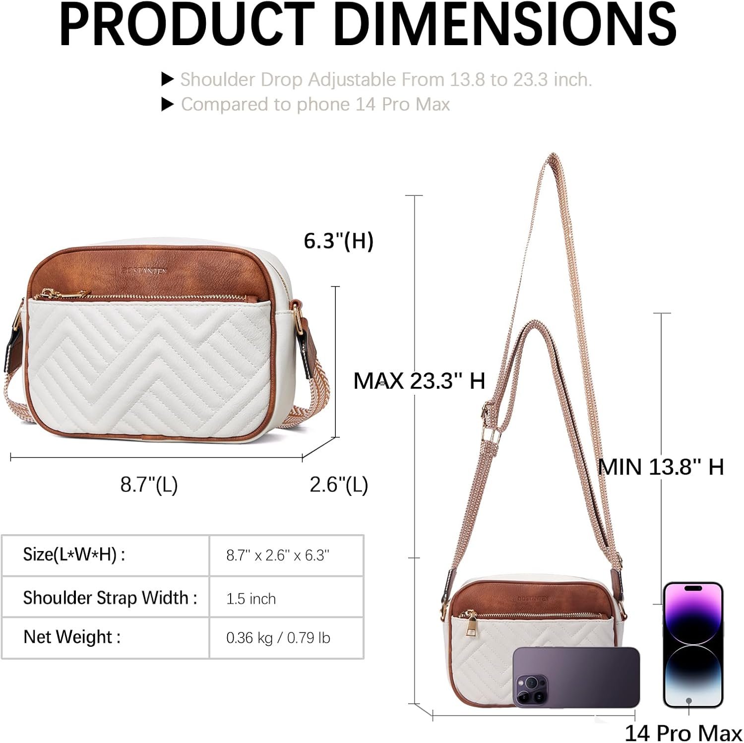 BOSTANTEN Quilted Crossbody Bags for Women Vegan Leather Purses Small Shoulder Handbags with Wide Strap - Image 3