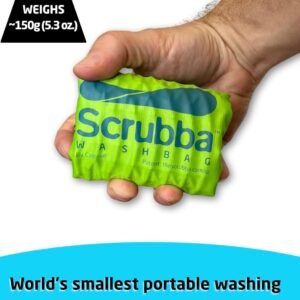 Scrubba Wash Bag Portable Washing Machine – Lightweight Manual Washing Machine for Travel, Camping, Laundry, Baby Clothes – Travel Essentials, Gift – use with Laundry Detergent/Sheets – 5.3 oz.