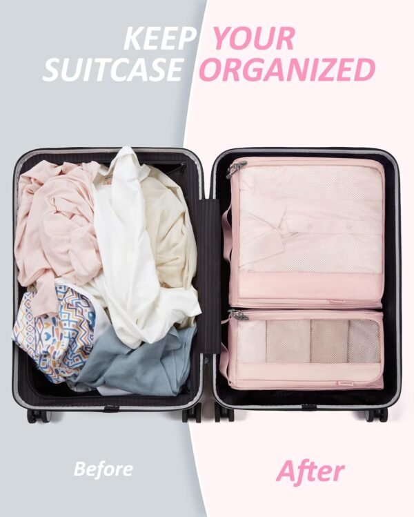 BAGSMART Keep Shape Packing Cubes, 7 Set for Travel, Lightweight Cubes, Suitcase Organizer Bags Set for Essentials - Image 4