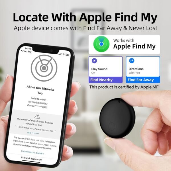 Air Tags-4 Pack Tracker Tag Work with Apple Find My (iOS 14.6 Above Only) Smart Tag Item Finders for Key, Luggage, Backpack，etc. (Black, 4 Pack) - Image 2
