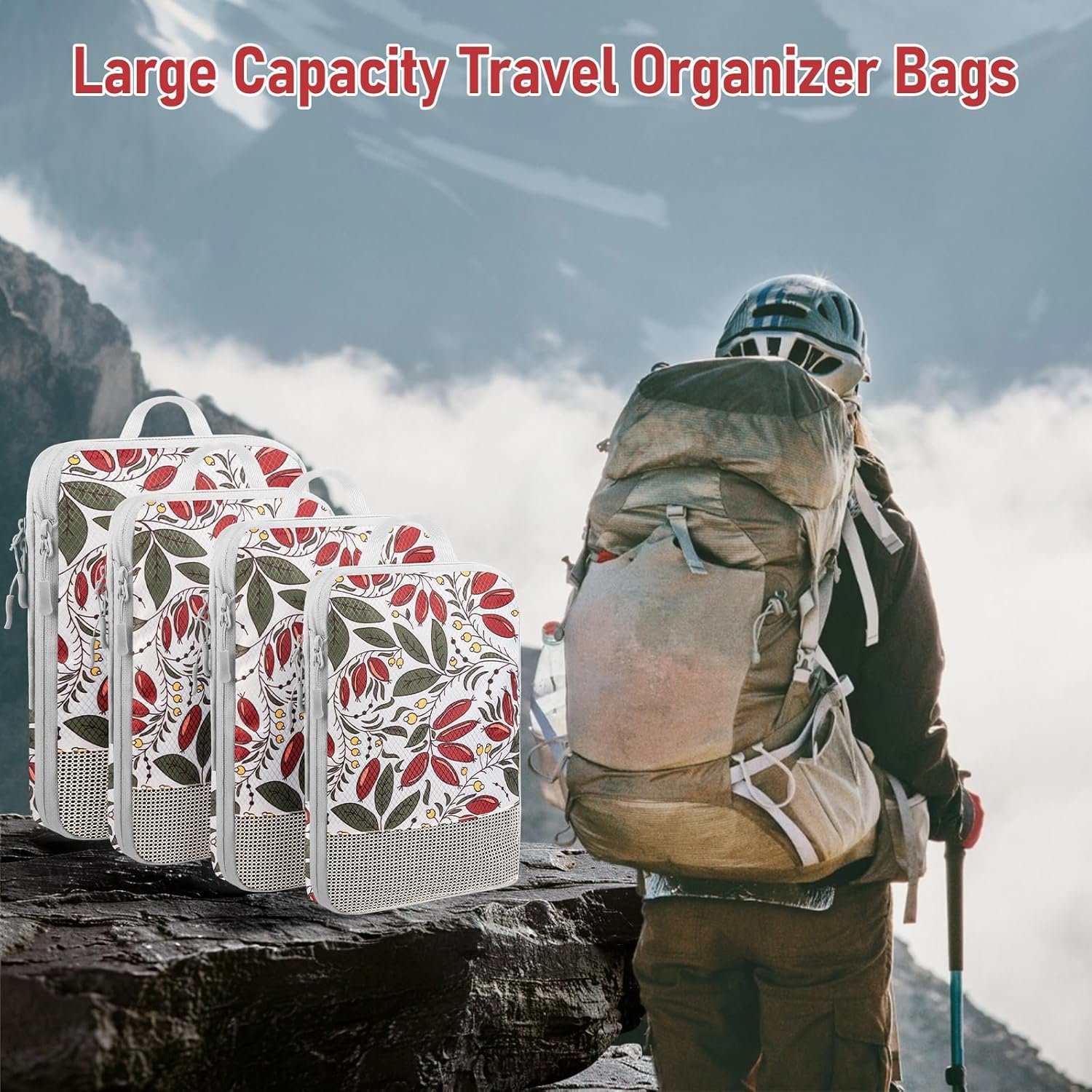 Compression Packing Cubes for Travel 4 Set Luggage Packing Organizer Bag Compressible Expandable Organizer Cubes For Carry On Luggage Suitcase Travel Essentials Accessories for Women Men - Image 4