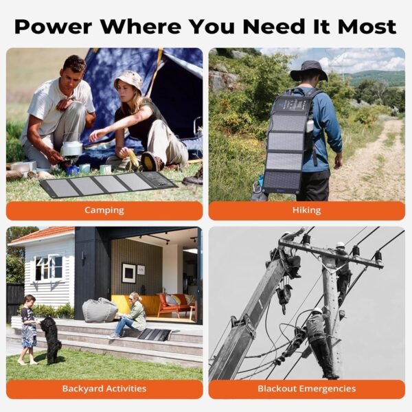 [Upgraded] BigBlue 3 USB Ports 28W Solar Charger(5V/4.8A Max), Portable Foldable Solar Panel for Camping, IP44 Waterproof, Compatible with iPhone 11/XS/XS Max/XR/X/8/7, iPad, Samsung Galaxy LG etc. - Image 9