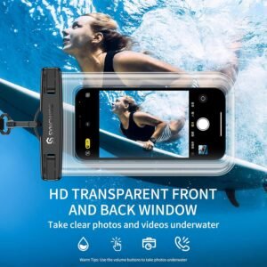 SYNCWIRE Waterproof Smartphone Pouch [Pack of 2], IPX8 Touch Sensitive Waterproof Bag for Phone iPhone 13 Pro Max, 12, 11 Pro, XS Max, XR, XS, X,7 8, Samsung S21/S20/S10, Huawei P30 Pro – 7 Inch