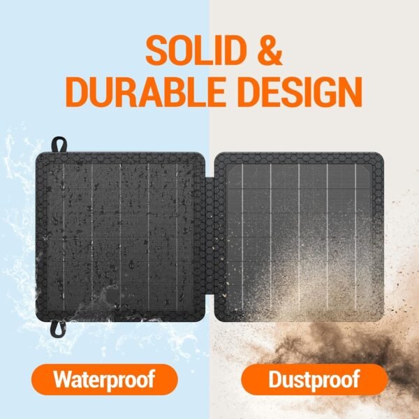 GOODaaa 10W Portable Solar Charger with Dual USB Outputs Super Handy Foldable Size 24% High Conversion Efficiency Solar Panels, Waterproof & Dustproof & Shockproof, Wide Compatibility - Image 5