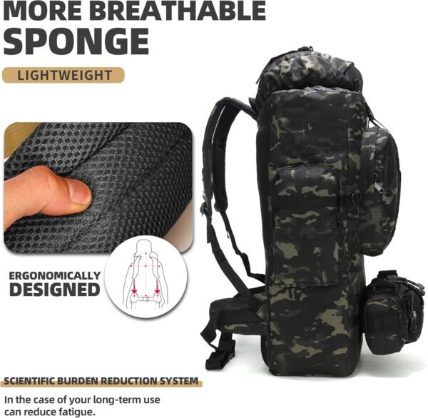 100L Camping Hiking Backpack,Molle military Tactical rucksack backpack,Waterproof Lightweight Hiking Backpack - Image 7