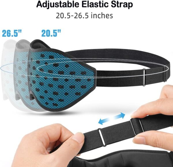 LitBear Breathable Sleep Mask, 3D Eye Mak Sleep for Side Sleepers Women Men, Light Blocking Sleeping Mask with Adjustable Strap, Soft Lightweight Eye Cover for Travel, Night Work, Nap, Office - Blue - Image 6