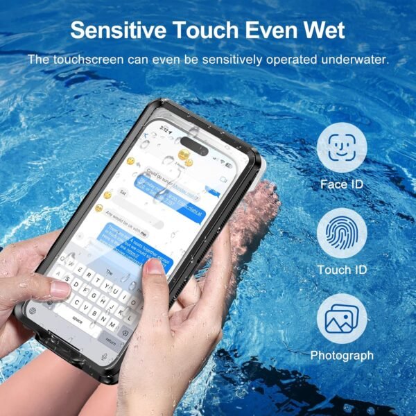 Beasyjoy Waterproof Phone Case, Underwater Snorkeling Diving Phone Case, Universal Self-Check Water Proof Case Up to 6.9 Inch for iPhone 16/15/14/13/12/11 and Samsung S24/S23/S22/Google Series - Black - Image 5