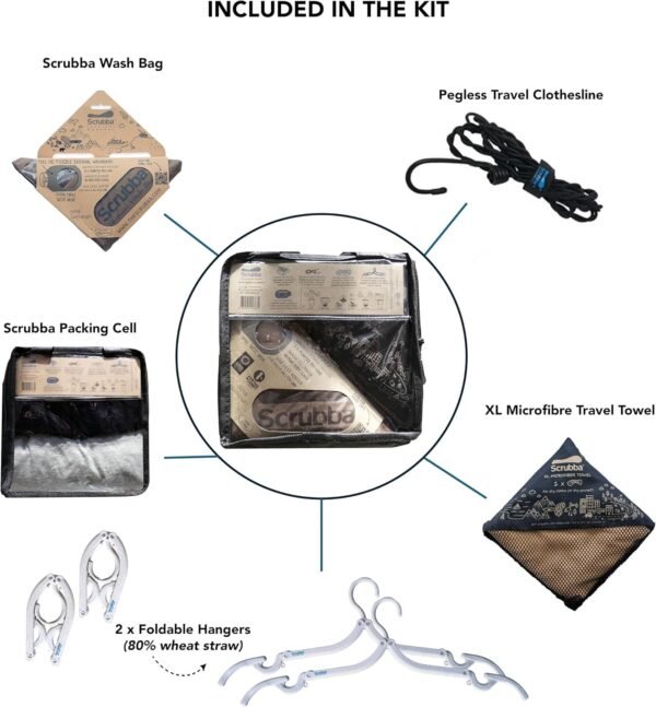 Scrubba Tactical Portable Wash Bag & Dry Kit - Hand Washing System for Outdoors & Travel - Light & Small Camping Laundry Set to Wash Clothes Anywhere - Image 2