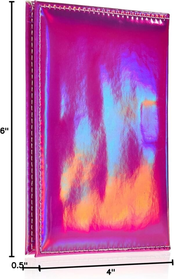 Chrome Holographic Iridescent USA Passport Holder Cover Wallet - Unisex Adults - Faux Leather - RFID Protected - Pink & Gold - Image 6