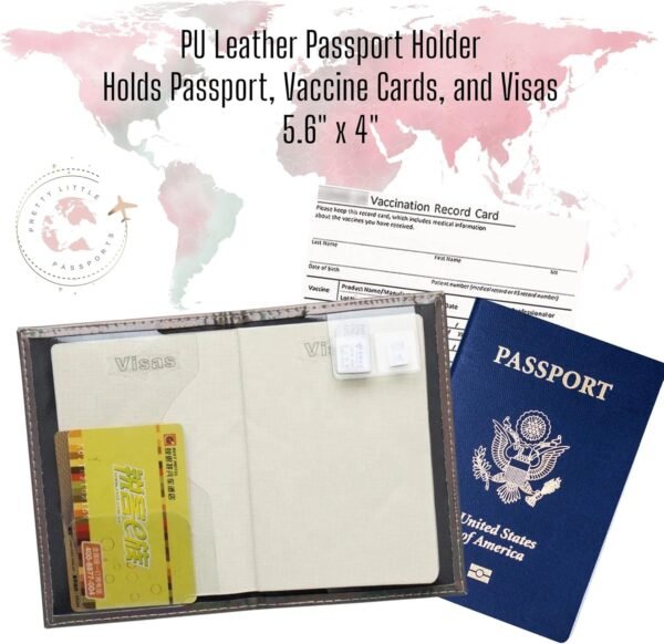 Chrome Holographic Iridescent USA Passport Holder Cover Wallet - Unisex Adults - Faux Leather - RFID Protected - Pink & Gold - Image 4