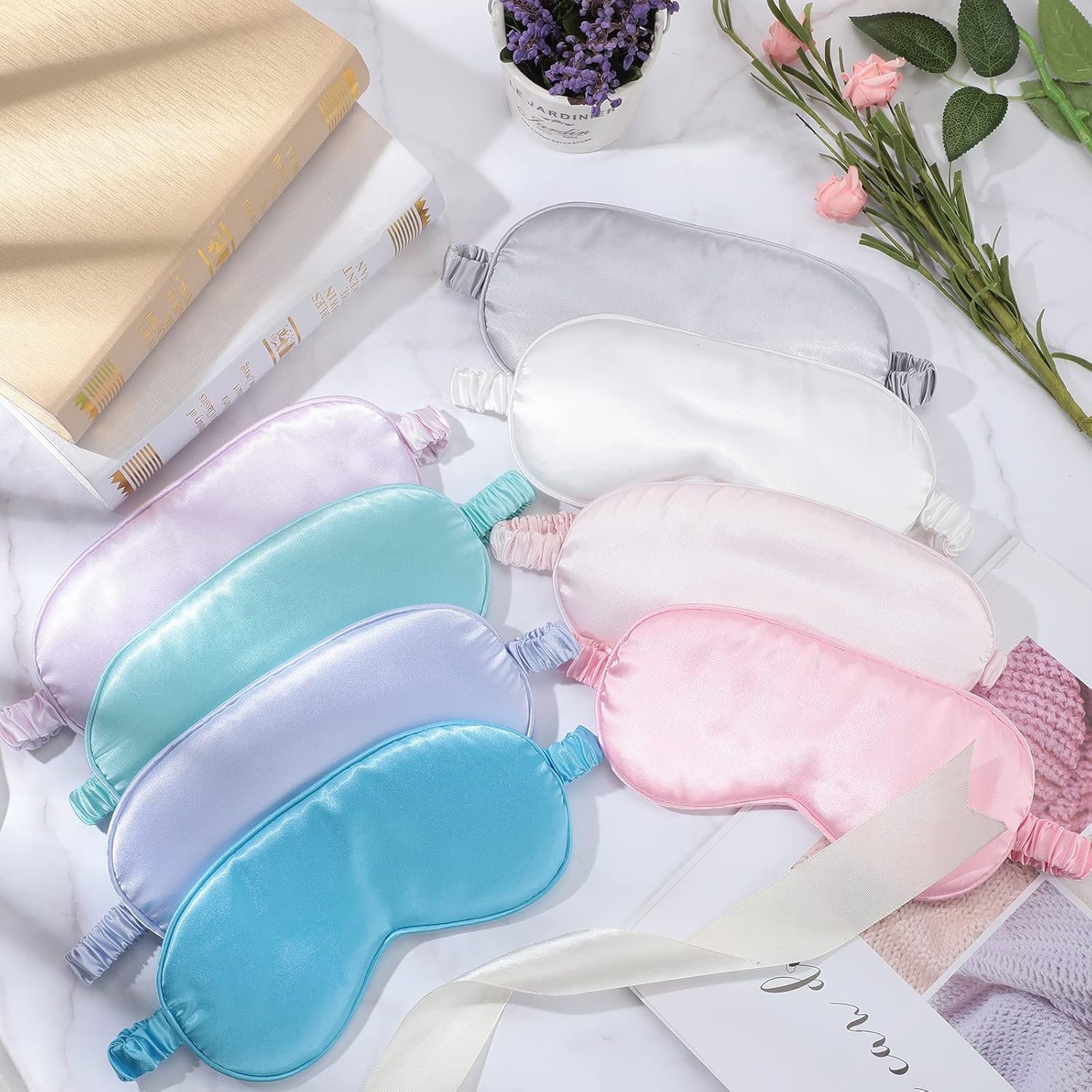 Coume 16 Pieces Silk Sleep Mask Eye Coverings for Sleeping Smooth Soft Eye Covers Mask About 20 x 9.2 cm/ 7.87 x 3.62 Inch - Image 7