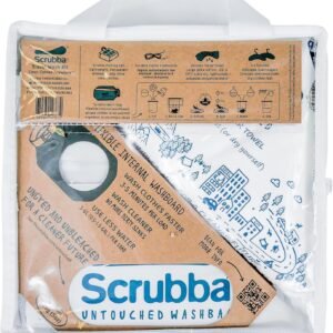Scrubba Portable Wash Bag Untouched Kit (5 Pieces) – White Undyed, Unbleached, Hand Washing Machine System for Hotel, Hiking & Travel Wash – Light and Small Eco-Friendly Camping Washer and Dryer