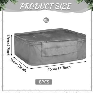 Silkfly 8 Pcs XL Packing Cube for Travel Luggage Organizer Suitcase High Capacity Large Packing Bag Bulk Reusable Mesh Travel Cube for Hiking Camping Accessory, 17.7 x 13 x 4.7 Inch(Gray)