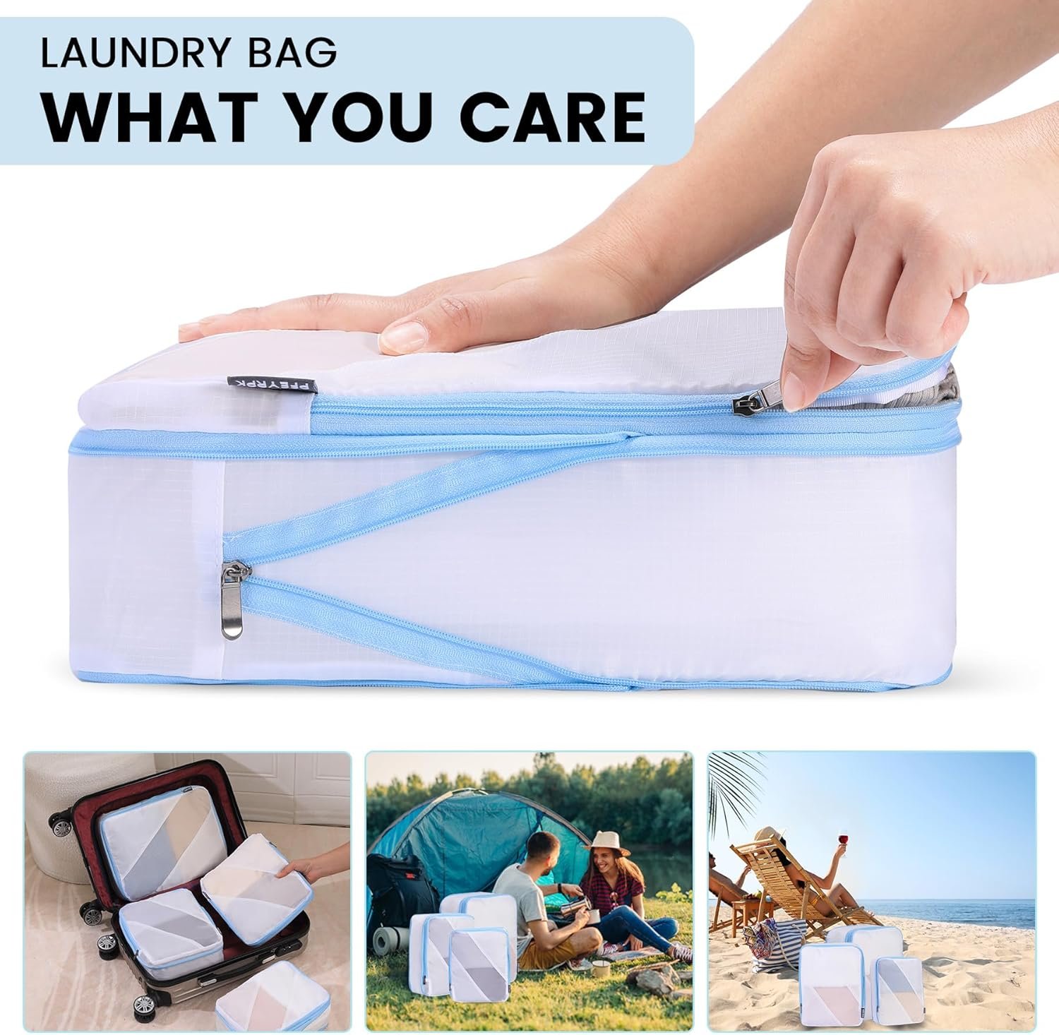 Compression Packing Cubes Set of 6, Travel Luggage Organizer for Suitcase, Packing Organizers for Travel Accessories, Breathable See Through Mesh, Durable Lightweight with Shoe Bags - Image 2