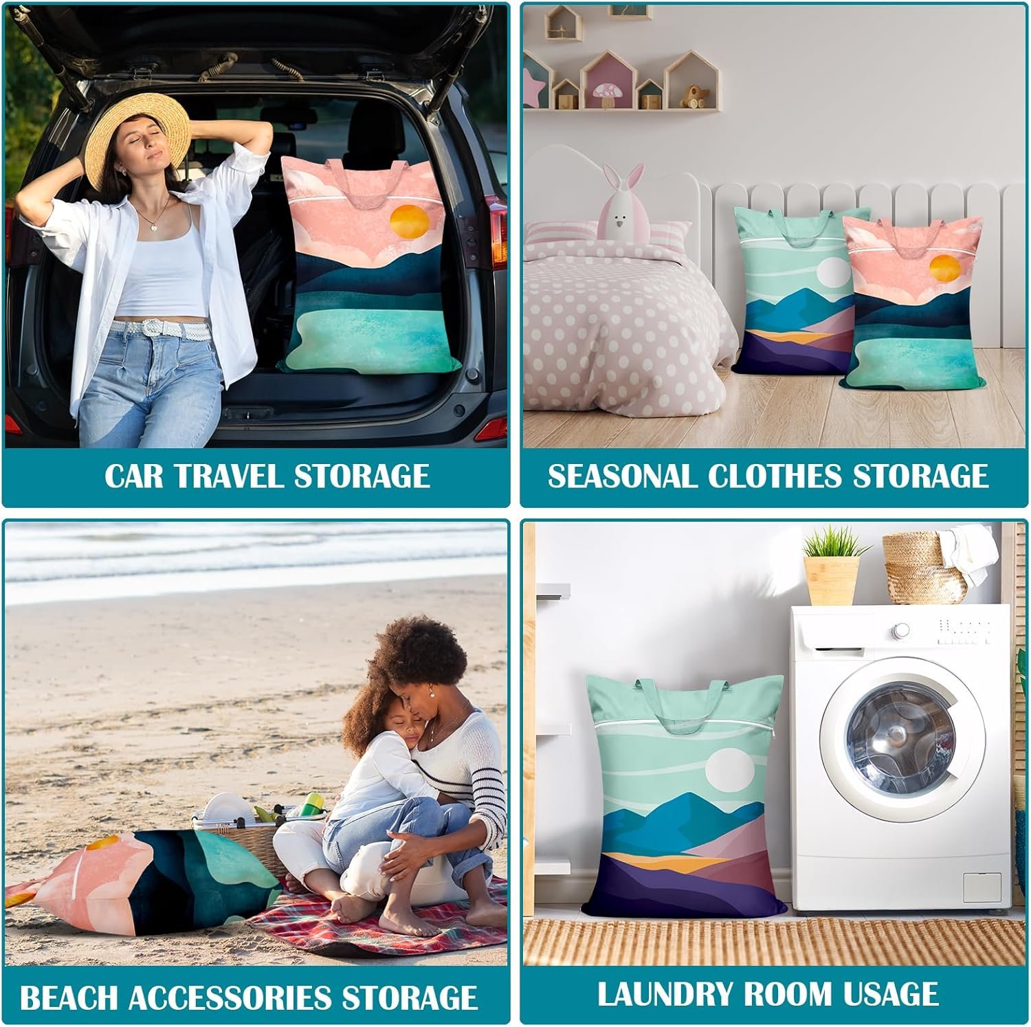 2 Pcs Large Travel Laundry Bags - Waterproof with Handle, Washable Dirty Clothes Bags for Travel, Wet/Dry, Gym, Swimming Pool & College Dorm - Image 6